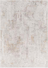Close-up of the Windale Textured Luxe Area Rug. Features a contemporary design in shades of gray, white, and mustard. Design-Rectangle-573