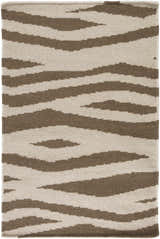 Close-up of Wolford Area Carpet. Hand woven wool rug with a contemporary brown and light beige striped pattern. Design-Rectangle-23