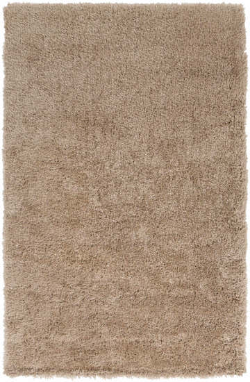 Close-up of a tan Woodridge Solid Brown Shag Area Rug showing its plush, hand-woven texture. Contemporary style. Design-Rectangle-58