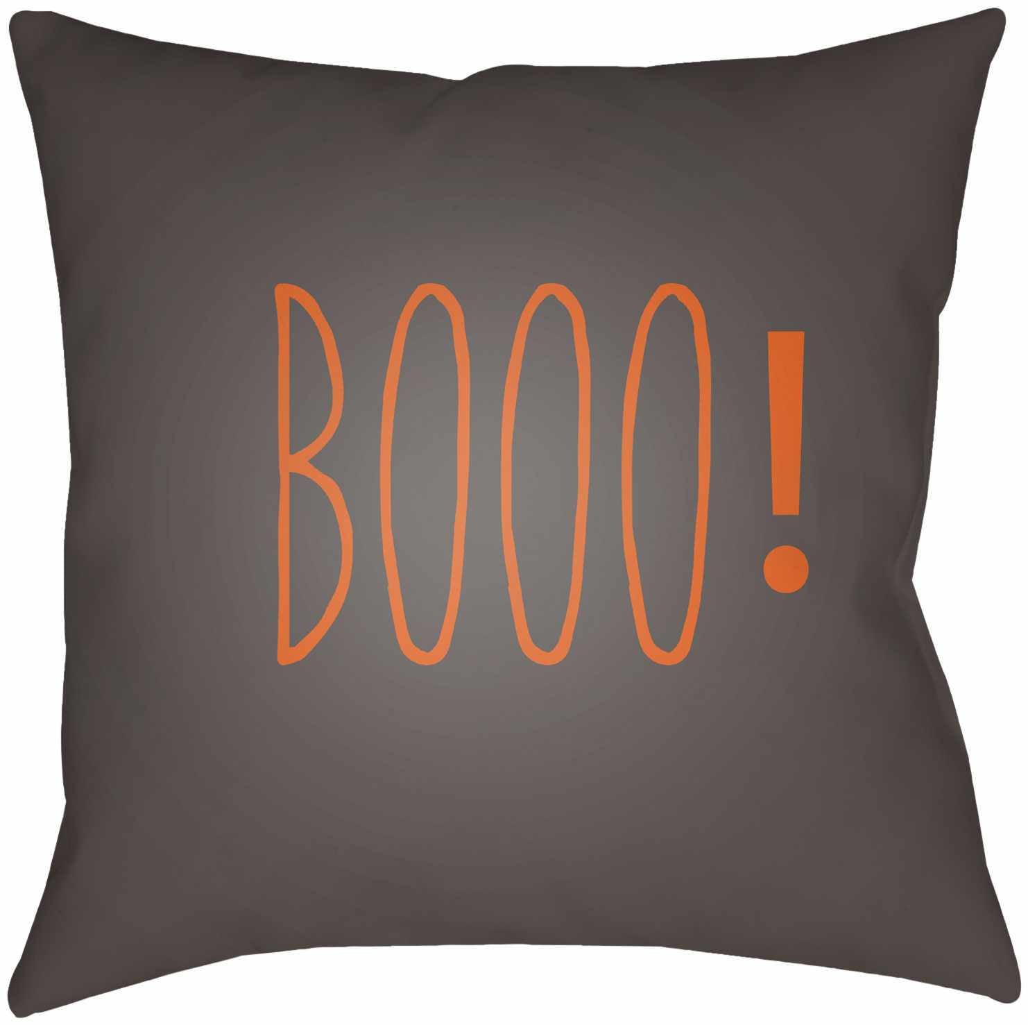 Booo Printed Gray & Orange Outdoor Pillow
