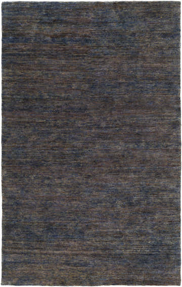 Close-up of the hand-knotted Wyano Jute Carpet. Contemporary style rug in shades of blue and brown. Jute texture. Design-Rectangle-576