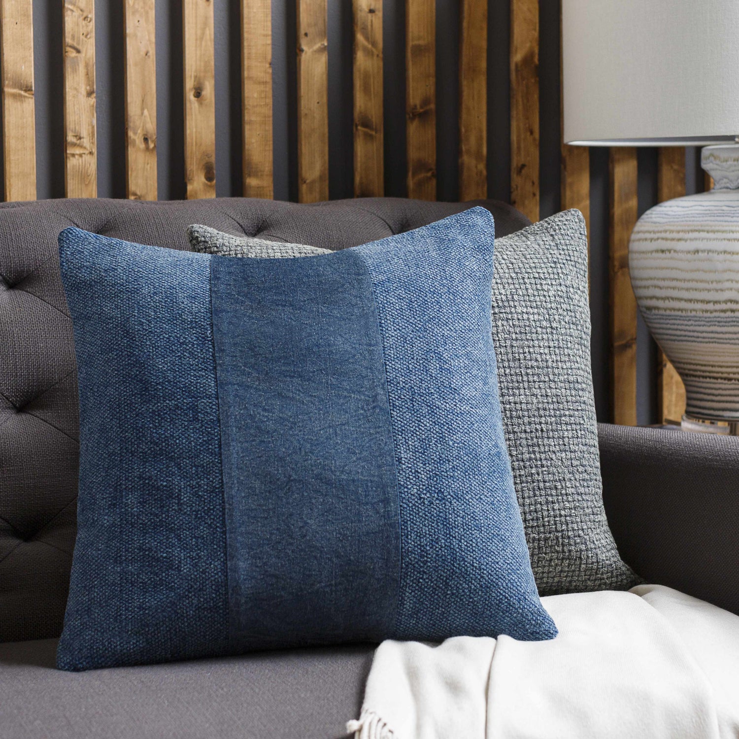 Yuda Navy Square Throw Pillow