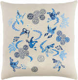Zachary Blue Embroidered Butterfly Throw Pillow - Clearance